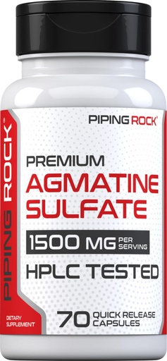 [BRSROBQCCQFGCG3J] Piping Rock Agmatine Sulfate Capsules | 1500mg | 70 Pills | Premium Grade Supplement | Non-GMO, Gluten Free