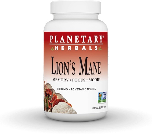 [BRSROZT6CR6Q42YV] Planetary Herbals Lion 's Mane, for Memory, Focus, and Mood *, 1,000 mg - 90 Vegan Capsules