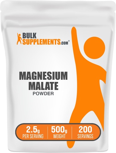 [BRSROYIHPJ4BUFDG] BulkSupplements.com Magnesium Malate Powder - Magnesium Supplements, High Bioavailabilty - Unflavored & Gluten Free, 2.5g per Serving, 500g (1.1 lbs) (Pack of 1)