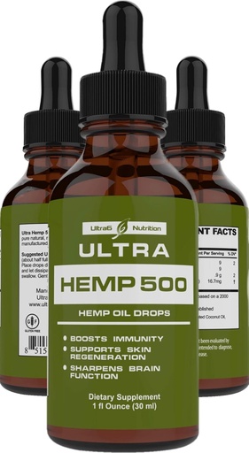 [BRSWGZI7C4FWAH3D] Hemp Oil Extract with Omega 3, 6 & 9 - Natural Hemp Extract Oil Drops (500mg)