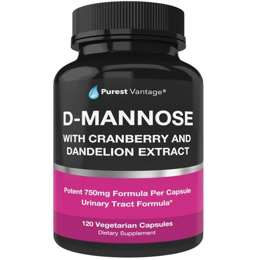 [BRSWGYYDOB6BOCIY] D Mannose Capsules with 600mg D-Mannose Powder Per Cap - with Added Cranberry and Dandelion Extract to Aid in Bladder, Urinary Tract and UTI Support - 120 Veggie Caps