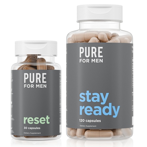[BRSRMHY6AUHBSE36] Pure for Men Original Vegan Cleanliness Fiber Supplement, 120 Capsules & Reset Detox Supplement, 30 Capsules