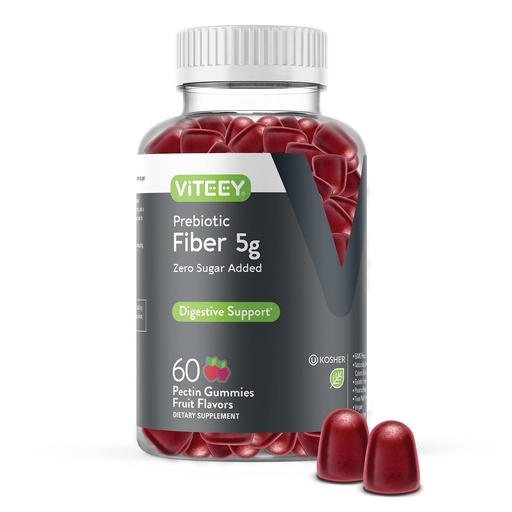 [BRSW2HADC4MWGA35] Viteey Prebiotic Fiber Gummies for Adults, 5g - Gut Health & Digestive Soluble Fiber Supplement Gummies - Zero Sugar Added, Vegan, Gluten-Free - 60 Count