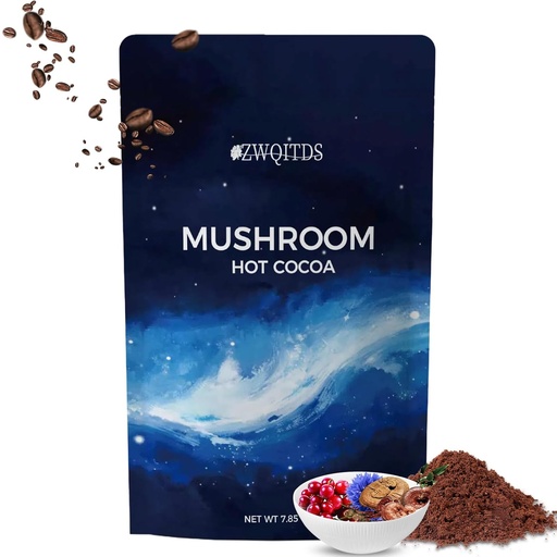 [BRSRAAQBCACBEG3D] Mushroom Hot Cocoa, Melatonin Sleep Aid | Keto Cocoa Powder With Mushroom For Sleep | Melatonin, Reishi, Glycine, Cacao, L-Theanine, Chicory | Single Dosage: 1 tbsp (11 g) Available 20 Times