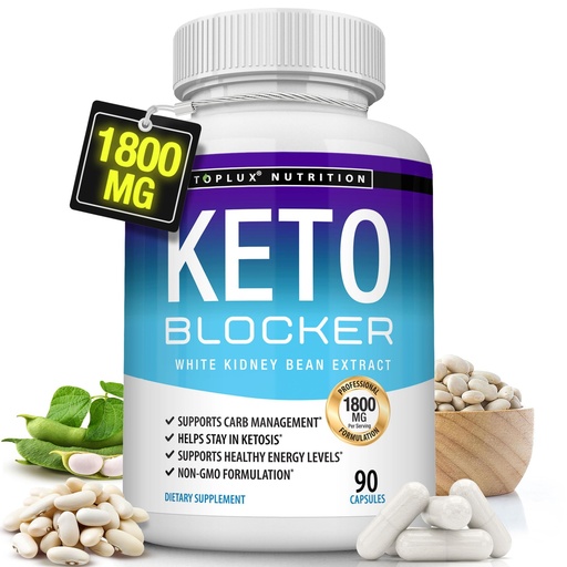 [BRSWGHYBOZ7BEHIV] Toplux Keto Blocker Pills White Kidney Bean Extract - 1800 mg Natural Ketosis, Support Keto Diet, for Men Women, 90 Capsules, Supplement