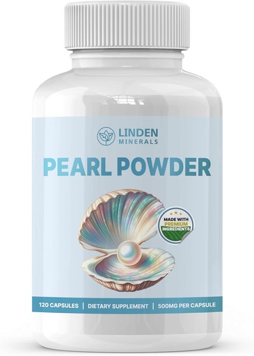 [BRSROFAPCUJQEC3V] Pearl Powder Supplement 500mg, 120 Capsules - Natural Source of Calcium & Amino Acids, Anti-Aging Antioxidants for Skin Care, Non-GMO