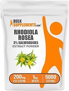 [BRSWIFIODENGOGY3] BulkSupplements.com Rhodiola Extract Powder - 3% Salidrosides, Rhodiola Rosea Extract - Herbal Supplement, Gluten Free, 200mg per Serving, 1kg (2.2 lbs) (Pack of 1)
