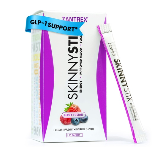 [BRSROEL7CIMBGHY6] Zantrex SkinnyStix Berry Fusion GLP-1 Support Drink Mix, Energy & Metabolic Support Powder, Appetite Control, 15 Single-Serving Packets