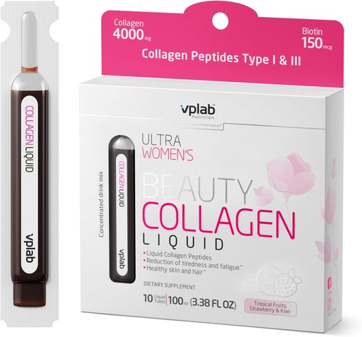 [BRSWYBT3OAHGGEQ6] VPLab Ultra Women's Beauty Liquid Collagen - Biotin-Infused Multivitamin Complex with Peptides Type I & III Supplement for Skin, Hair & Nails - Drink Mix for Women Packed with Vitamin B Group,10