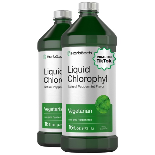 [BRSWGGQTO4HR63Y2] Horbäach Chlorophyll Liquid Drops | 100mg | 32 oz (2 x 16 oz Bottles) | Natural Peppermint Flavor | Vegetarian, Non-GMO, Gluten Free Supplement