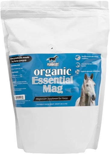 [BRSWYAQLPN6RGCL4] Pennwoods Organic Essential Mag, Magnesium for Horses Supplement, Aids in Glucose Metabolism, Reducing Stress and Provides Calm for Your Horse, 5 LB Bag