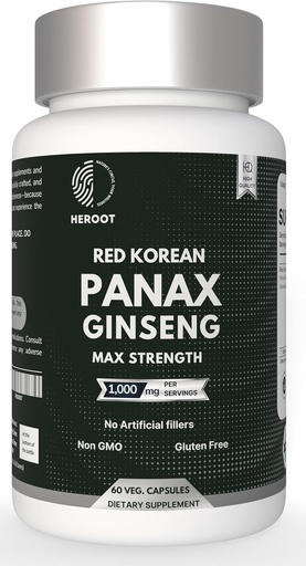 [BRSROHA6OQNWAYD4] Panax Ginseng Capsule 500 MG por servizo de enerxía, memoria e soporte para a saúde cerebral, non-GMO (Pack of 60 Capsule)