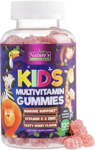 [BRSROAQLOICROGY6] Multivitamínico para nenos - Complete Daily Gummies Multi Vitamina para nenos con vitamina D, B Vitaminas, Zinc & More - Enerxía, foco de memoria e apoio á saúde inmune - Natural Berry Flavor Chew - 120 Gummies