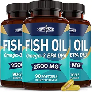 [BRSRMBT5AQBR4ADD] NEW AGE Omega 3 Fish Oil Supplement - Non GMO - EPA, DHA Fatty Acids Gluten Free (270 Softgels (Pack of 3))