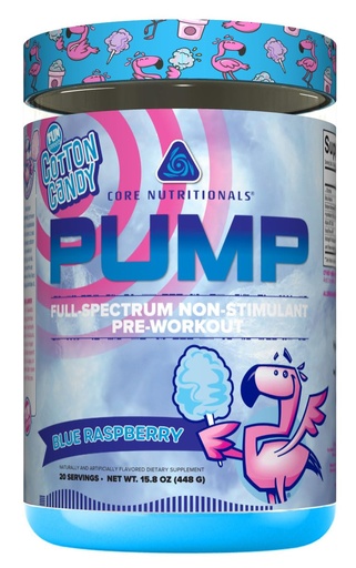 [BRSROEIPOEPRE23Z] Core Nutritionals Pump Full-Spectrum Non-Stimulant Pre-Workout, with N03T Nitrate, Peak02, Alpha GPC, for Maximum Pump, Strength, and Performance 20 Servings (Fun Sweets Cotton Candy™ Blue Raspberry)
