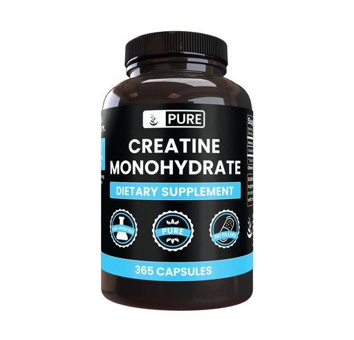 [BRSWGBTQO4CRUDQU] PURE ORIGINAL INGREDIENTS Creatine Monohydrate (365 Capsules) No Magnesium Or Rice Fillers, Always Pure, Lab Verified