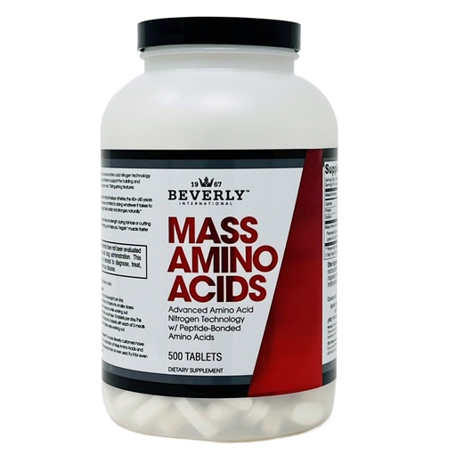 [BRSWIY3ZDIIREHD6] Beverly International Mass Amino Acids, 500 Tabs. Use Pre-Post Workout, with Meals, Essential for Muscle Recovery and Repair. Complete Amino Acid Profile
