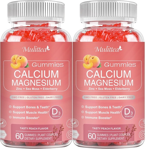 [BRSRAEL7BV7R6ET3] 1200mg Calcium Gummies with D3,K2,Zinc - Plant Complex Calcium Magnesium Supplement with Glycinate,Potassium,Vitamin C &Whole Natural Food for Bone & Immune Support- 120 Chewable Gummy Sugar-Free