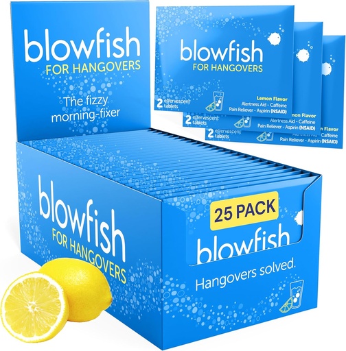 [BRSWIZYMCAAROYDM] Blowfish for Hangovers | Perfect for Welcome Bags, Hangover Kits, Wedding & Bachelorette Favors | Fast Hangover Relief | 25 Single Dose Envelopes | Starts to Work in 15 Minutes