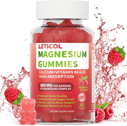 [BRSRAZAQOAHB6DYZ] Magnesium Glycinate Gummies 800mg Per Serving, Sugar Free Magnesium Supplement with Magnesium Malate, Calcium, Vitamin D3, B6, CoQ10 for Calm Support & Sleep for Adults Kids