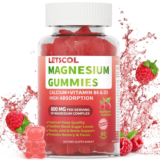 [BRSRAZAQOAHB6DYZ] Magnesium Glycinate Gummies 800mg Per Serving, Sugar Free Magnesium Supplement with Magnesium Malate, Calcium, Vitamin D3, B6, CoQ10 for Calm Support & Zzz for Adults Kids