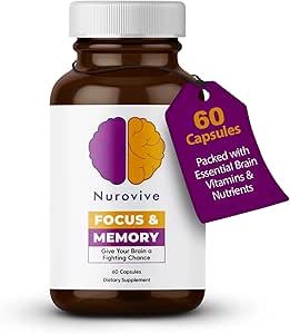 [BRSROHQZCUCQKF3A] Focus & Memory Supplement for Brain Health, Focus Supplement & Neurotransmitter Support with Vitamin B12, B1, B3 & B5 Plus Taurine, 60 Capsules
