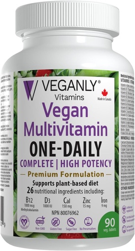 [BRSWGFL5BMMQODLO] Vegan Multivitamine One-Daily, (90 Veg Tablets). Suport nutriţional complet pentru alimentaţia plantelor, vegetariană sau vegetariană. 26 Esenţiale cu potenţă ridicată în B12 & D3.