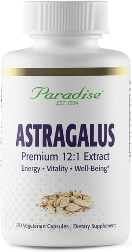 [BRSWIYYPDMDBOG3I] Paradise Byliny Astragalus Extract, Vegetariánské Kapsle pro energii, Stravovací a imunitní zdraví, Non GMO, Gluten zdarma, 120 Kapsle