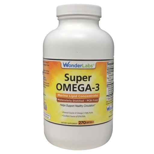 [BRSWIYQLBR4BYDY3] Super Omega-3 Marine Lipid Concentrate - Molecularly Distilled | Pharmaceutical Grade | Contains: EPA 265mg DHA 170mg - 270 Softgels