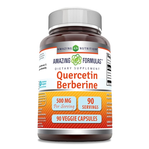 [BRSWGAT4C4IGEHQ4] Amazing Formulas Quercetin 250 Mg & Berberine 250 Mg | Veggie Capsules Supplement | Non-GMO | Gluten-Free | Made in USA (1 Pack | 90 Count)