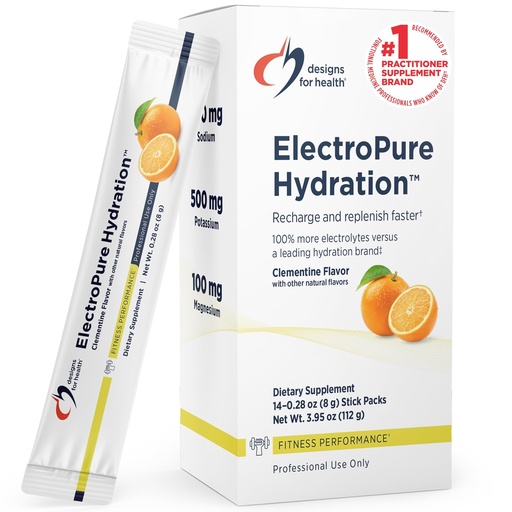 [BRSROAL2CQPAGYDV] Designs for Health ElectroPure Hydration Packets, Clementine Flavor - Electrolytes Powder with Vitamin C, Magnesium, Zinc, and Potassium - with Stevia and Monk Fruit Sweetener (14 Stick Packets)