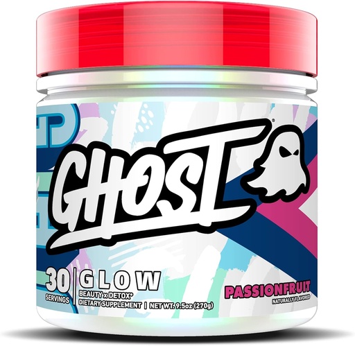 [BRSW2GARCECAAD3Z] GHOST Glow: Beauty and Detox Support Formula - 30 Servings, Passionfruit - Skin Boosting Biotin and L-Theanine for Antioxidants for Hydration, Radiance, Complexion & Nourishment - Vegan, Gluten-Free