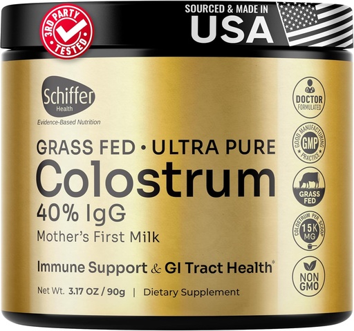 [BRSRAZY2OUMR6HTU] Premium Colostrum dodatek Nejvyšší IgG pro Gut zdraví, Imunitní podpora a zotavení Superfood, Anti- Age - Čisté travnaté-Fed Bovine Colostrum Powder - Matky první mléko, 60 Služeb, Neochucené
