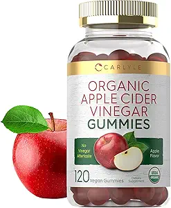 [BRSW2ZQNBYPGYDQZ] Carlyle Apple Cider Vinegar Gummies | 120 Count | USDA Organic ACV | Apple Flavor | Vegan, Non-GMO & Gluten-Free Supplement