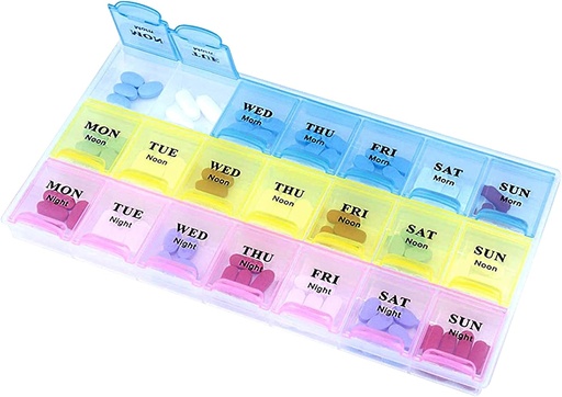 [BRSRAZA7CAPWECLZ] INVODA 每周药丸组织者 3 Times a Day Pill case 大药剂计划者 7 Day Pill box for Vitamin Fish Oils Medication 补充品