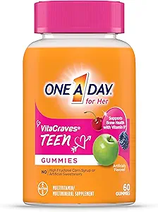 [BRSRAY35DMIAE2A6] ONE A DAY Teen for Her Multivitamin Gummies, Gummy Multivitamins with Vitamin A, C, D, E and Zinc for Immune Health Support, Physical Energy & More, 60 Count (Pack of 2)