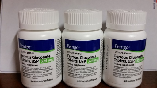 [BRSWIZQFC57B2HLE] Ferrous Gluconate, 324mg, 100 Tablets, 3-Pack