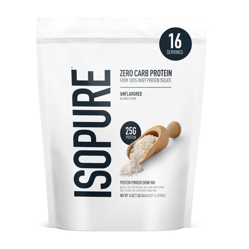 [BRSWIAIKBRYRKGAV] Isopure Zero Carb 100% Pure Whey Isolate Protein Powder, Gluten Free, with Vitamins, Unflavored, 25g Protein Per Serving, 1 Lb, 16 Servings (Packaging May Vary)
