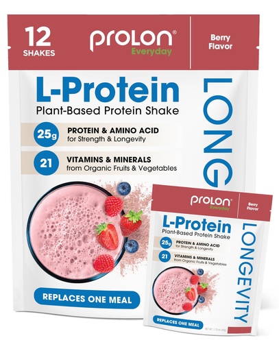 [BRSROCD6CN5GEHQZ] Prolon Longevity Plant Based Protein Powder | Muscle Synthesis & Repair, Healthy Aging, Boost Performance | Vitamins, Gluten Free, Amino Acids, Antioxidants | 25g of Protein | Berry, 12 Packets