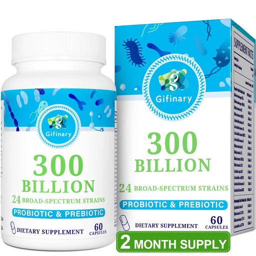 [BRSROZL5PMPAEA3L] Probiotics for Women & Men - 300 Billion CFU, 24 Strains Probiotics + 15 Organic Herbs Prebiotics for Digestive, Gut Health, Immune, Constipation, Diarrhea & Whole-Body Health - 2 Months Supply