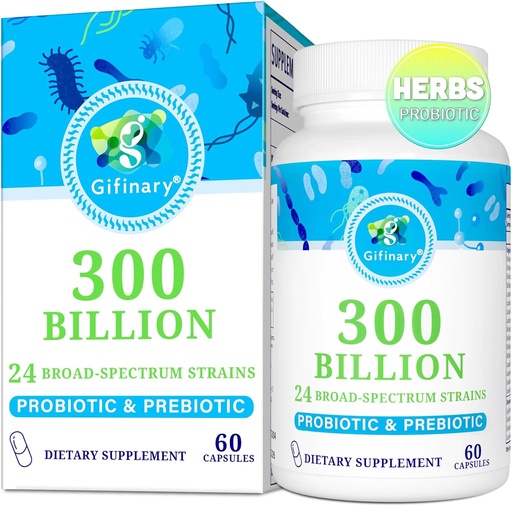 [BRSROZL5PMPAEA3L] Probiotika pro ženy a muže - 300 miliard CFU, 24 Strains Probiotika + 15 Organic Herbs Prebiotics for Digestive, Gut Health, Imunní, Zácpa, Průjem & Whole- Body Health - 2 měsíce Dodávka