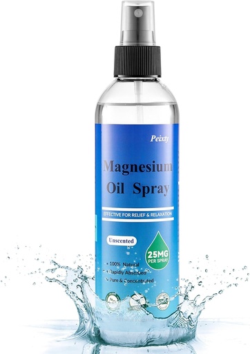[BRSRAZQ7AV6GC23P] 100% Pure Magnesium Oil Spray,8 fl oz,Less Itchy, Topical Magnesium Oil for Feet, Magnesium Chloride from Ancient Zechstein Seabed, Without Scented