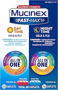[BRSWY2T3DN7WYGTK] Mucinex Fast-Max Maximum Strength Cold & Flu Day and Night Medicine, 40 Count