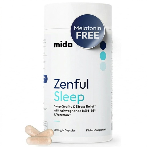 [BRSRAGA7AQIAYFAV] Zenful Sleep 6-in-1 Natural Sleep Aid for Adults Without Melatonin | Deep Sleep Supplement with Ashwagandha KSM-66® and Venetron® | Supports Cortisol Balance & Mood | 90 Capsules