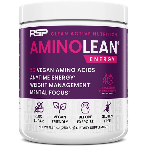 [BRSWKFIHBYCWO3TO] AminoLean Pre Workout Powder & Natural Amino Energy with Vegan BCAA + EAA | Jitter-Free Preworkout Energy from Green Tea + Amino Acids & Weight Management for Women & Men - Vegan, Zero Sugar, No Crash