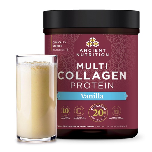 [BRSROBT7AEHWCYDK] Ancient Nutrition Collagen Peptides Powder, Multi Collagen Protein, Women & Men, Vitamin C, Probiotics, Hydrolyzed Collagen, Supports Skin, Joints, Gut Health, Vanilla, 60 Servings