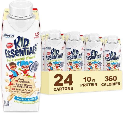 [BRSW2ZQTA4GRQ3DJ] BOOST KID ESSENTIALS 1.5 Balanced Nutritional Drink for Children, Vanilla Vortex, 24 Count