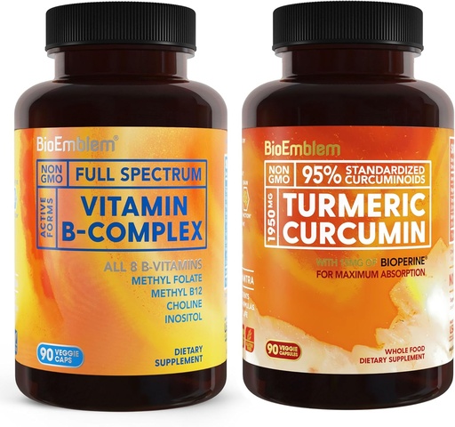 [BRSRAZI6OIFG2CY6] BioEmblem Turmeric Curcumin Supplement with BioPerine and Vitamin B-Complex