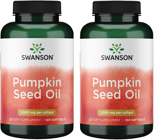 [BRSWIBIQOYFAIDY3] Swanson Kürbis Seed Oil - Hohe Bioverfügbare EFAs - (100 Softgel Kapseln, je 1000mg) 2 Pack