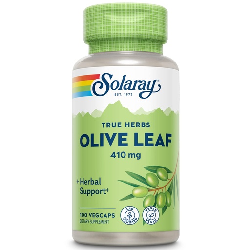 [BRSWIYTYO4HRGADG] SOLARAY Olive Leaf Capsules 410 mg for Men & Women - Olive Leaf Herb Caps for Natural Herbal Support, Non GMO, Vegan - 100 Veg Caps